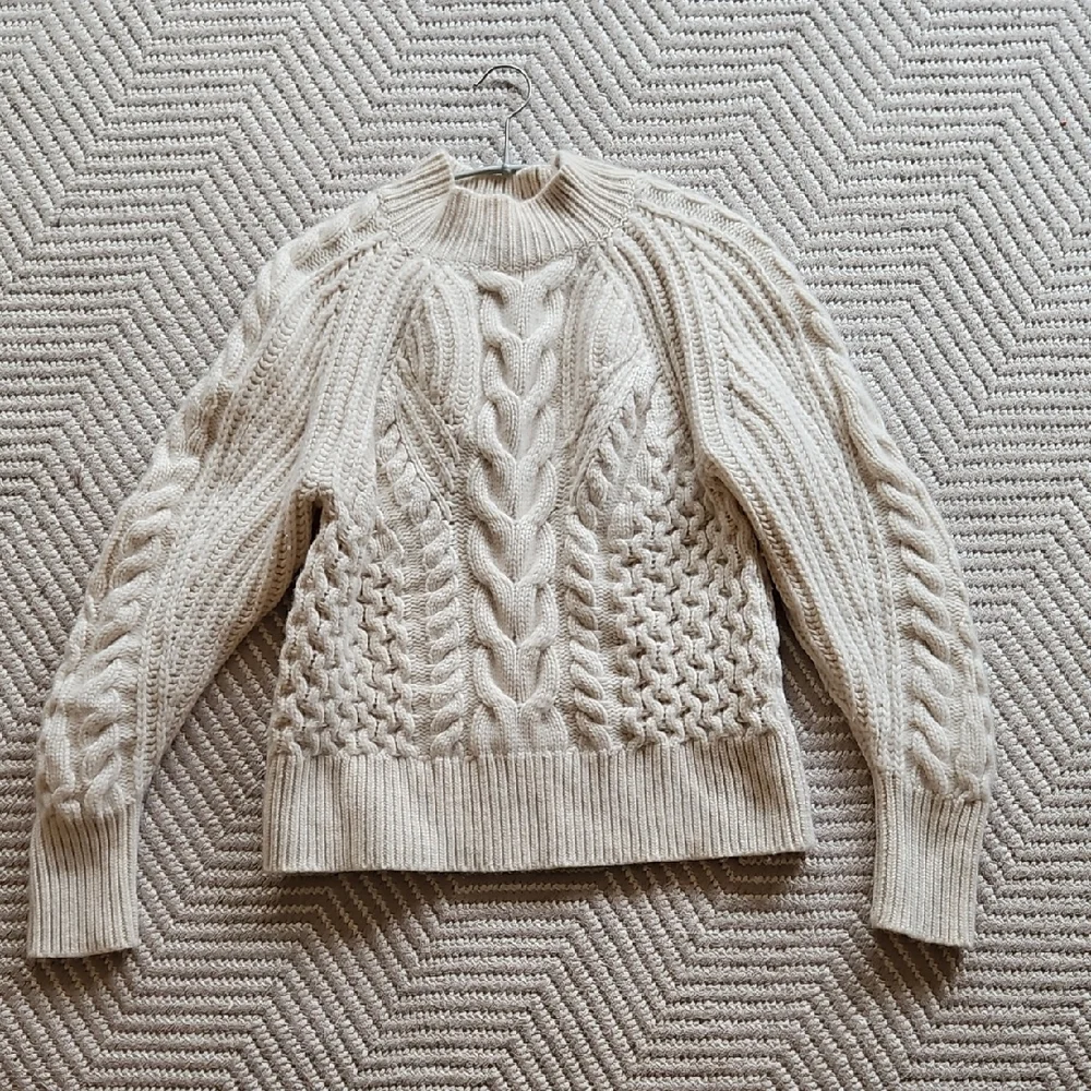 Banana Republic Cream Cable Heavyweight Knit 100% Cashmere Sweater S - Picture 1 of 4